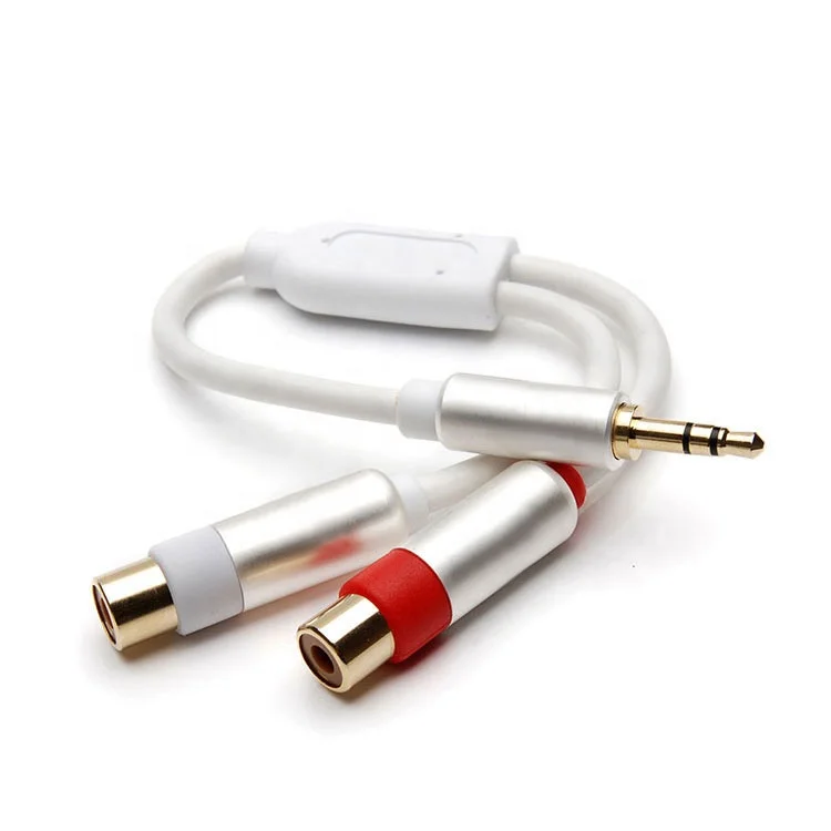 Aluminum Shell 3.5mm male to 2-Female RCA Stereo Audio for Home Theater