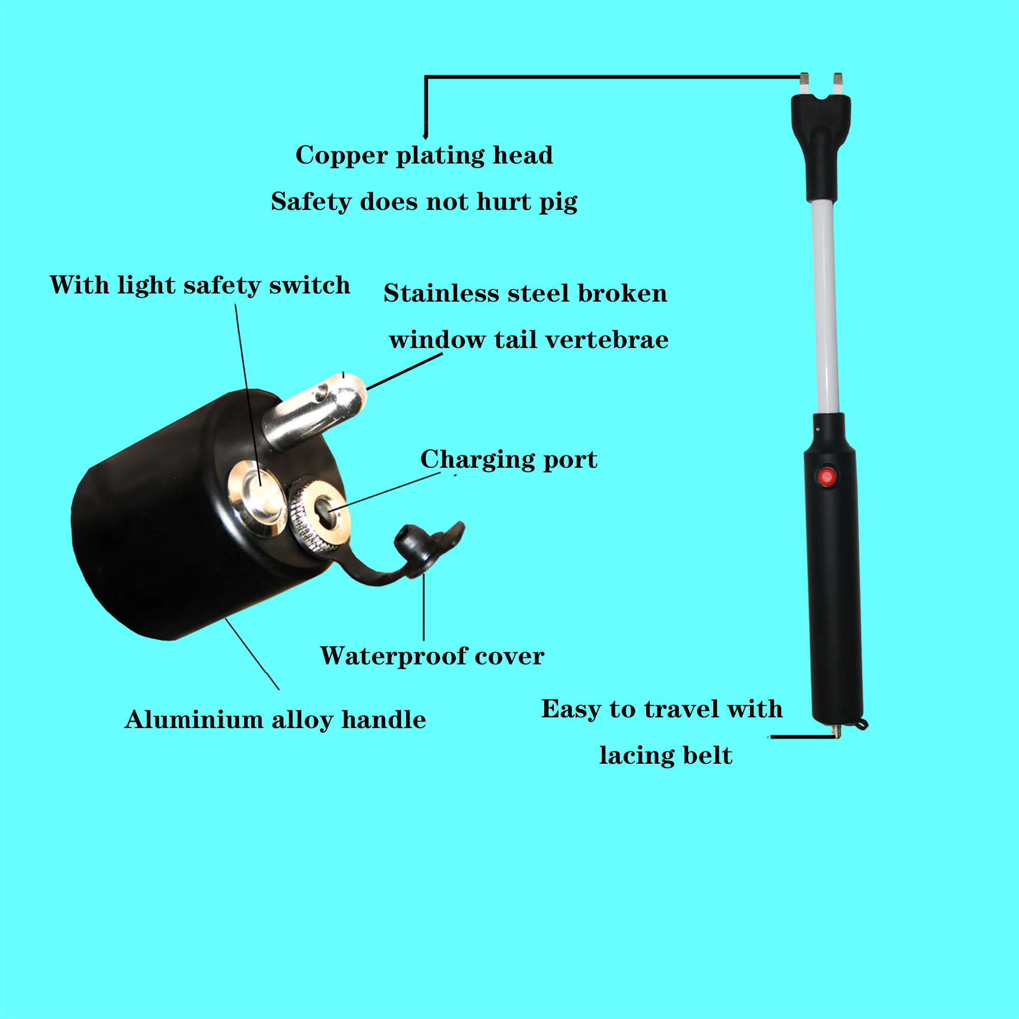 New design new fashion 100cm waterproof high-power livestock management tool electronic pig drive