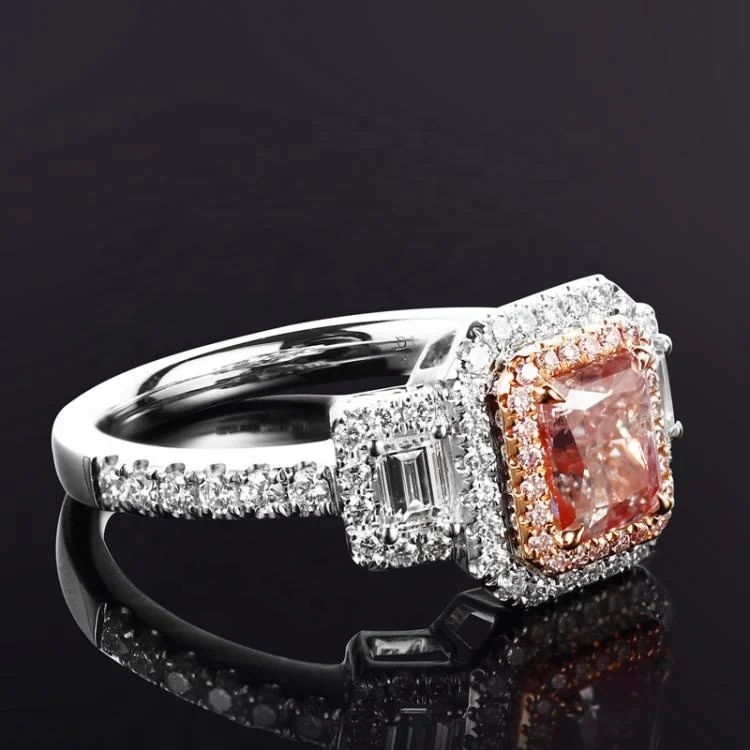 Необычные 925 стерлингового серебра ювелирные изделия серебро 1.0ct изумрудная огранка Розовый CZ бриллиант кольцо для помолвки свадьбы