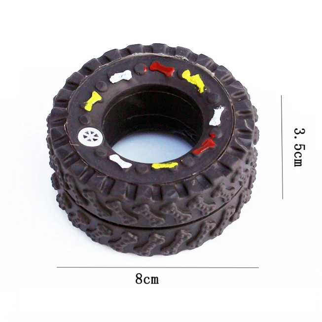 Vinyl rubber tire shaped squeaky dog and cat pet chew toy