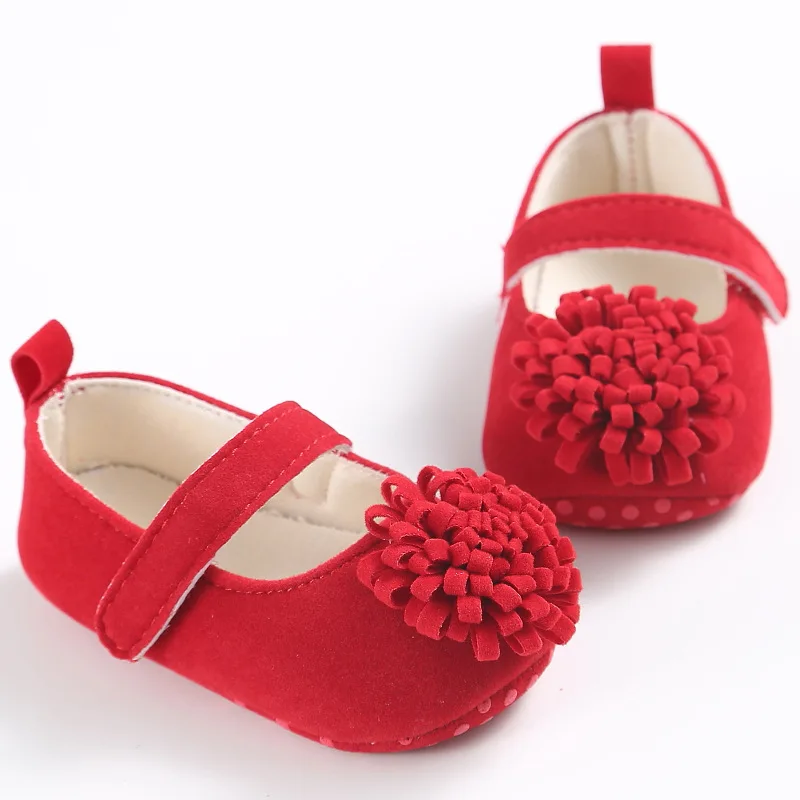 Candy Colors Newborn Baby Prewalker Soft Bottom Anti-slip Shoes Footwear Classic Princess Girl Crib Mary Jane Big Flower Shoes