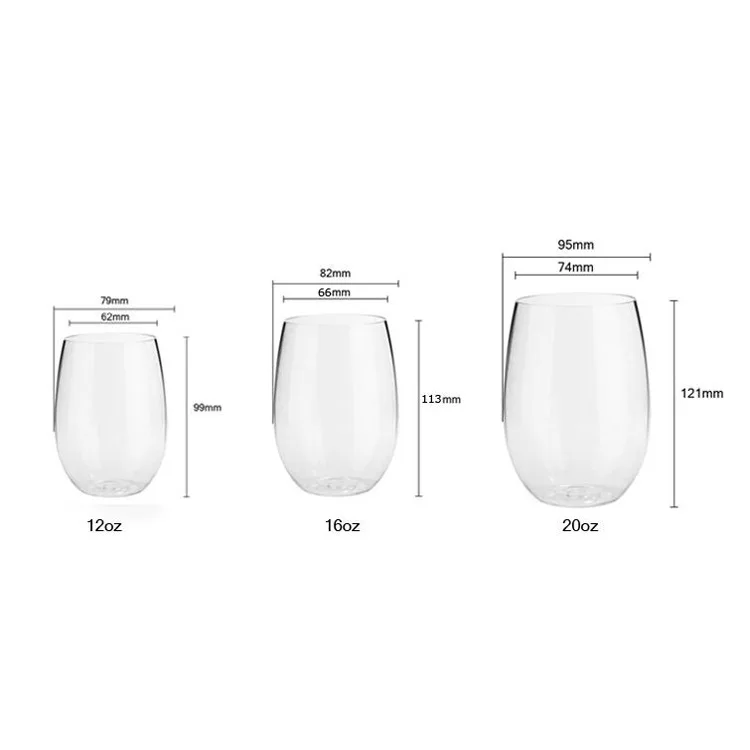 New Arrival 10/12/14/18oz Unbreakable Plastic Juice Coffee Clear Drinking Tumbler Cups Wine Beer Glasses for Home Party Wedding