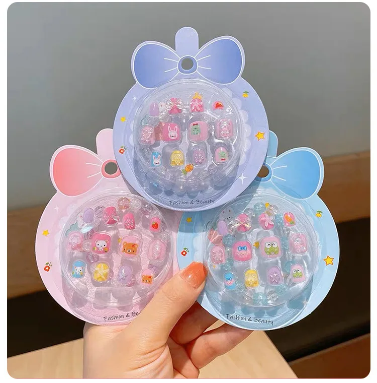 12 Pcs Press on Nail Full Cover Artificial Children Nails Lovely Gift for Children Little Girls Kids False Nail
