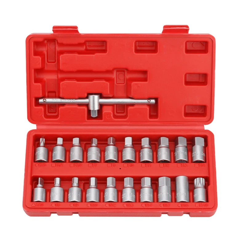 21pcs Oil Drain Plug Key 21pcs Sump Plug Socket Key Sump Spanner Repair Tool Box Kit