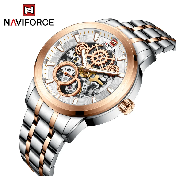 NAVIFORCE S1002 SRG Fashion Business Automatic Mechanical Men Watch 10ATM Waterproof wrist watches Dial Design Relogio