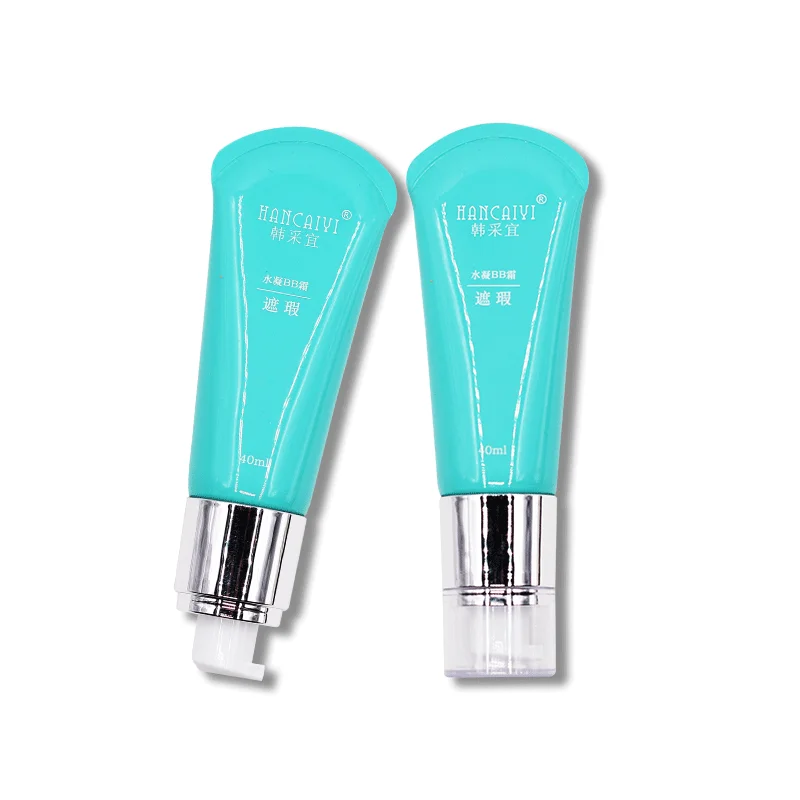 OEM blue BB cream foundation cosmetic packaging tube with airless pump cap