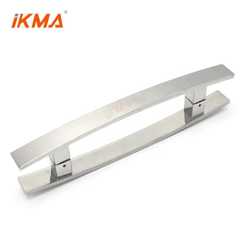 Modern simple 304 stainless steel flat tube back-to-back double side design Install glass door handles