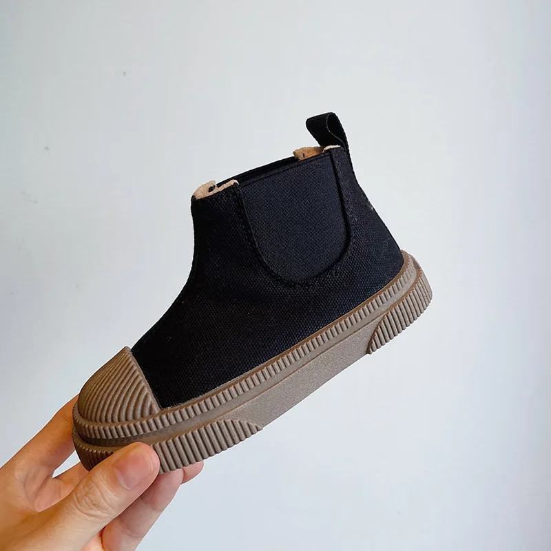 2021 плюс для мальчиков из флиса, плотного текстиля; В черно-белую полоску не скользящая износостойкая Повседневная обувь; Мягкая подошва; Детская зимняя обувь