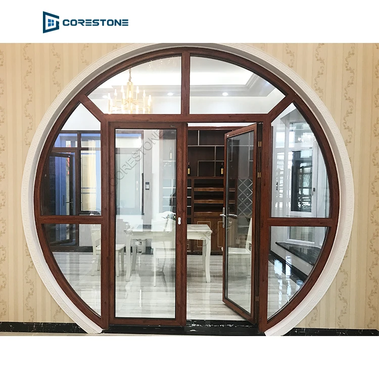 Cheap Exterior french doors with Double Glass Aluminium Arch Doors Windows