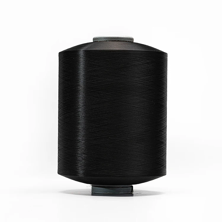  Black polyester dope dyed black yarn 75D36F twisted warp in
