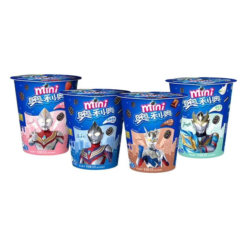 Оптовая продажа 55 г сладкого клубничного вкуса мини-чашка шоколадный сэндвич бисквит вафли экзотические азиатские закуски