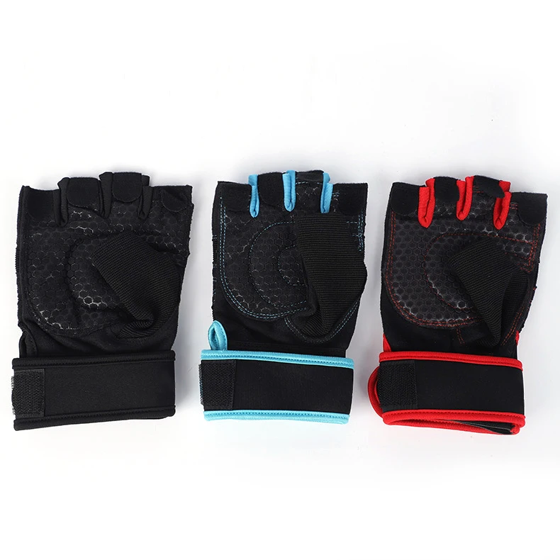 Sports new style gym Gloves with long wrist weightlifting Gloves Best quality fitness half finger Gloves