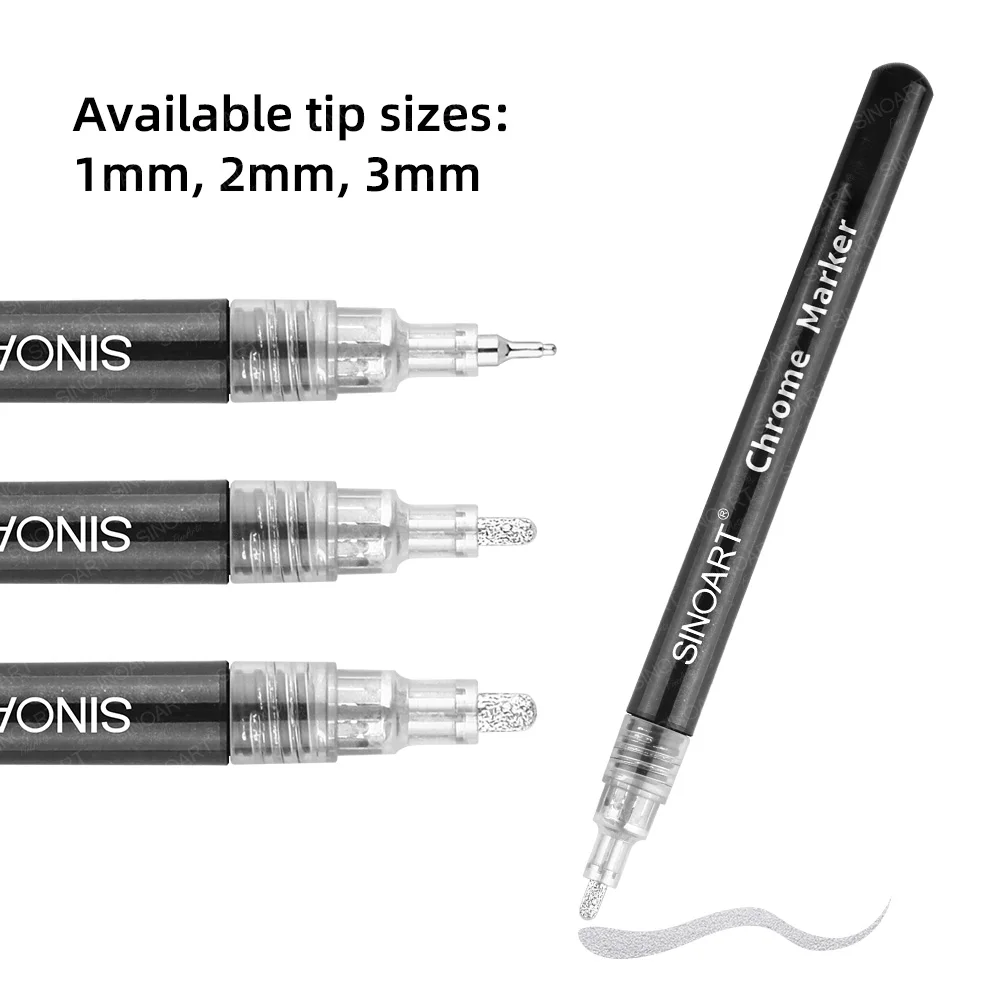 SINOART Customized silver color Metallic mirror effect chrome marker DIY painting chrome marker pen