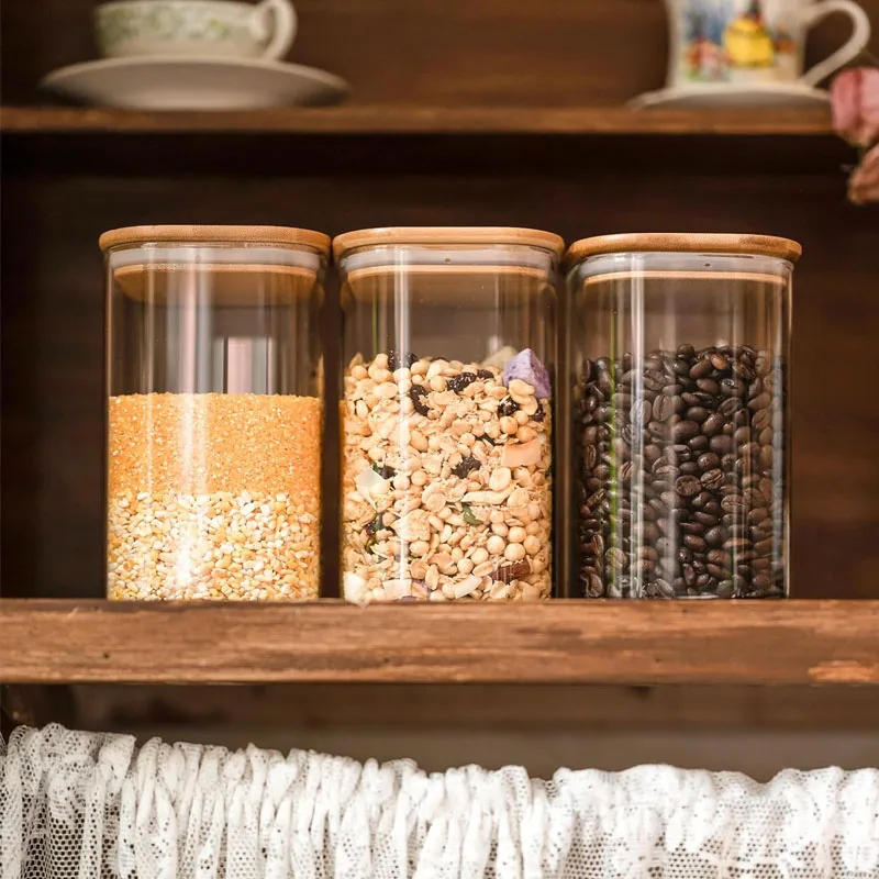 Wholesale Transparent High Borosilicate Glass Jar Food Storage Moisture Proof Storage Tank