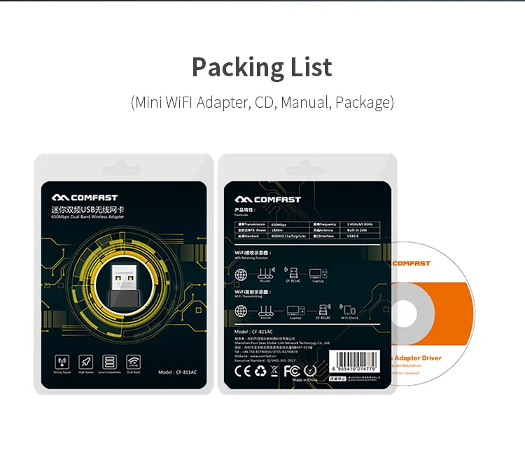COMFAST WiFisky Factory OEM Dual Band CF-811AC USB WiFi Dongle WiFi Direct for Dreambox