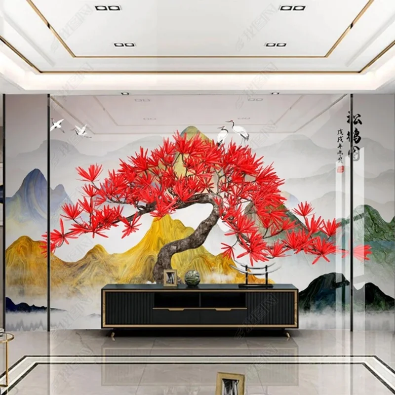 new design TV background for wall painting 3D 18D 6D hot sell  home  decorate  golden lucky tree 5d wallpaper
