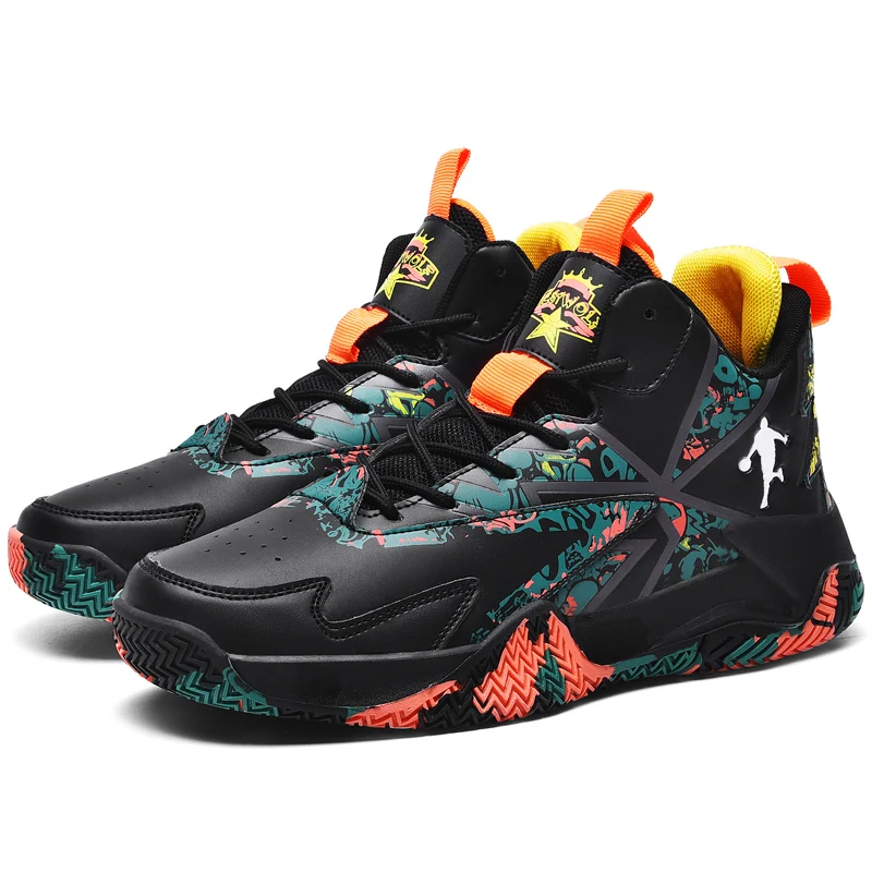 2021 Hot Sale New Black Outdoor Sports  Anti Slip Basketball Shoes For Men