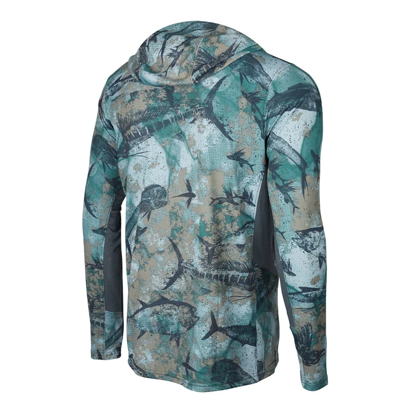 wholesale Camo fishing shirts with hood sublimated long sleeve fishing shirts Marsh wear fishing shirt