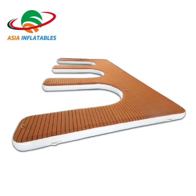 
Drop stitch material Teak inflatable platform floating pontoon, E shape inflatable jet ski dock 