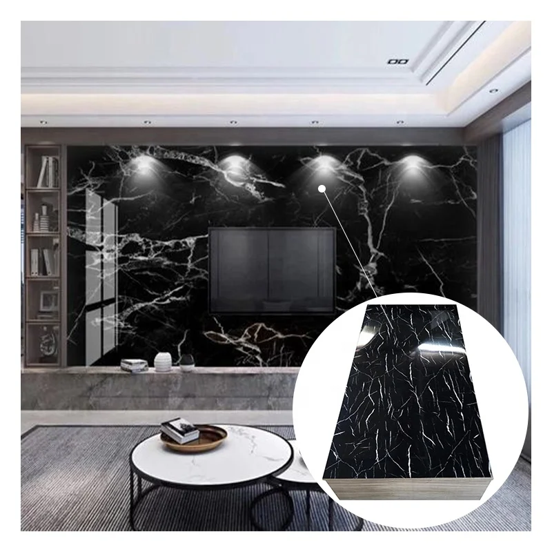 Hot Sale 1220mm*2800mm Waterproof Decorative UV PVC Wall Panel Marble Sheet