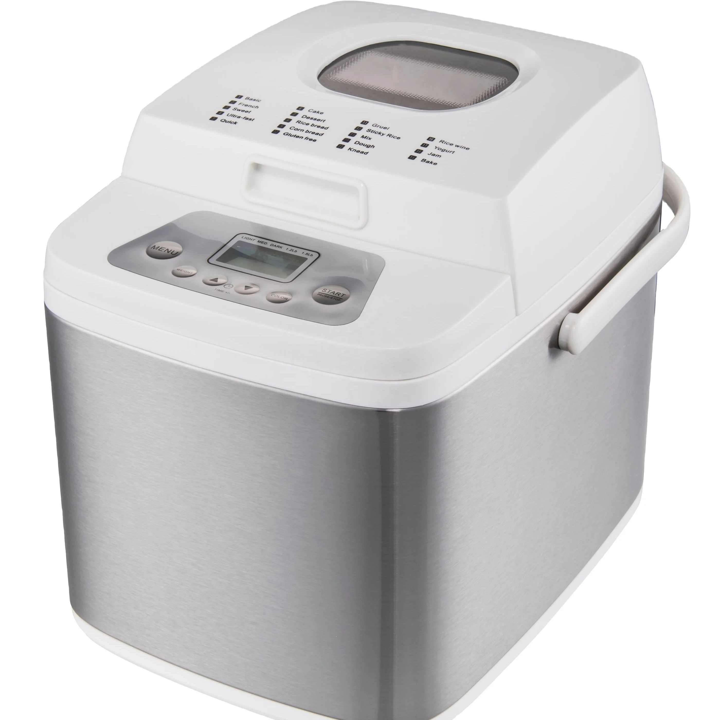 Digital Display Stainless Steel Bread Maker for Home Bakery, 19 Menu Settings