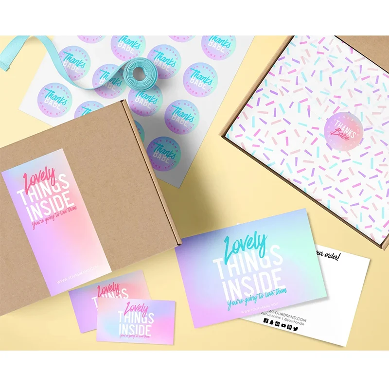 Custom Low MOQ Kraft Corrugated Cardboard Paper Mailer Packaging Shipping Box And Label Set