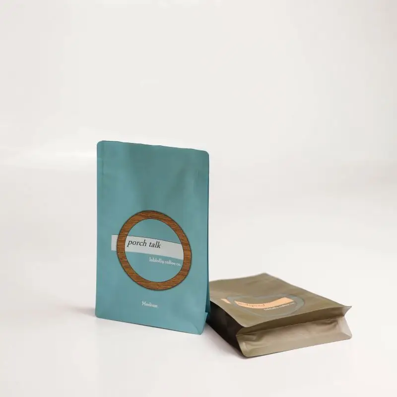 Reusable Customized Digital Print Matte Eight Side Seal Flat Bottom Food Coffee Bean Bag