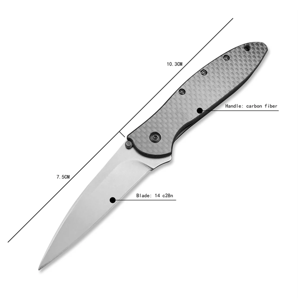 Kershaw LEEK 1660 Carbon fiber handle Hunting Knives Camping Bushcraft Folding Pocket knife