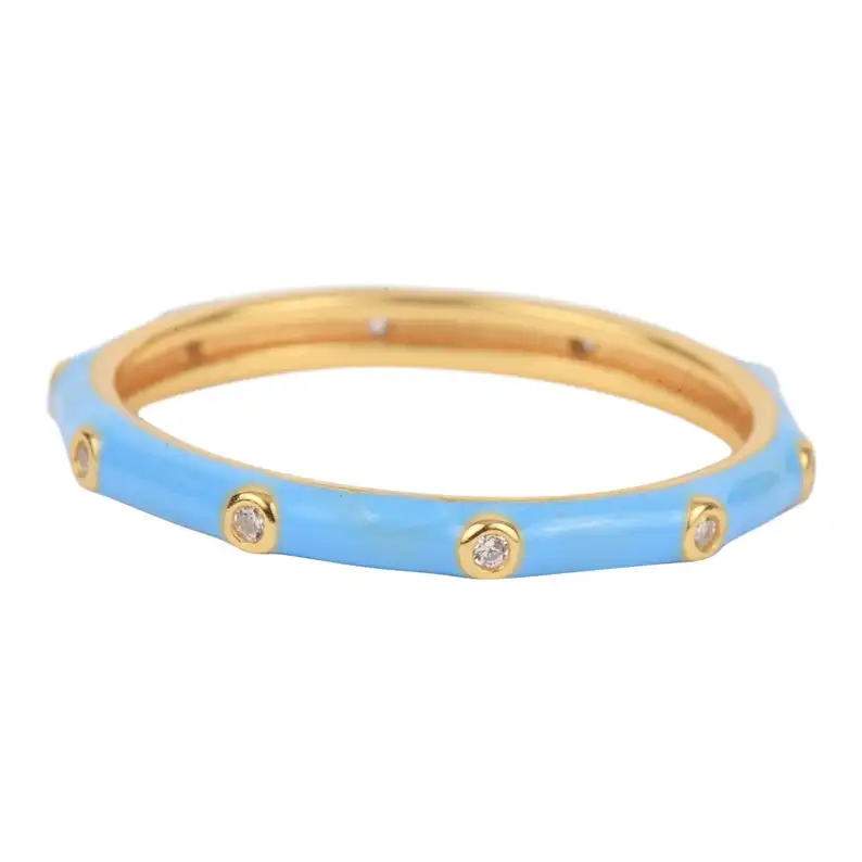 Diamond Colorful Enamel Stack Ring 925 Sterling Silver Thin Enamel Ring Cubic Zircon Fashion Jewelry