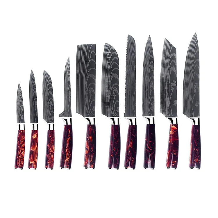 Stainless Steel Durable 19 Pcs Silicone Cooking Knife New Combi Set Japanese Silicone Kitchen Utensils Set 19-Piece Knife