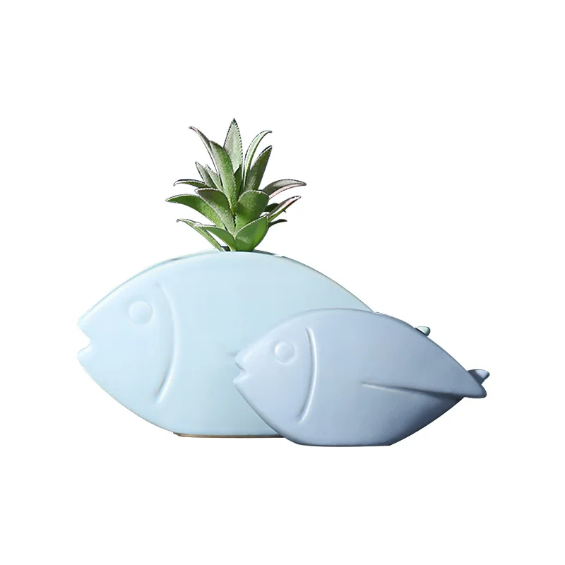 2022 Trending Nordic Modern Fashion Porcelain Abstract Fish Shape Designed Ceramic Decorative Floral Vase For Home Decor