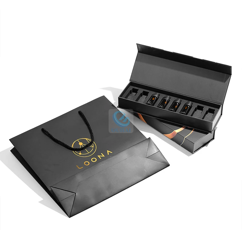 Wholesale recyclable paper packaging Custom Printed Handmade Luxury Rigid Paper Cardboard Black Simple Magnetic Gift Box to EVA