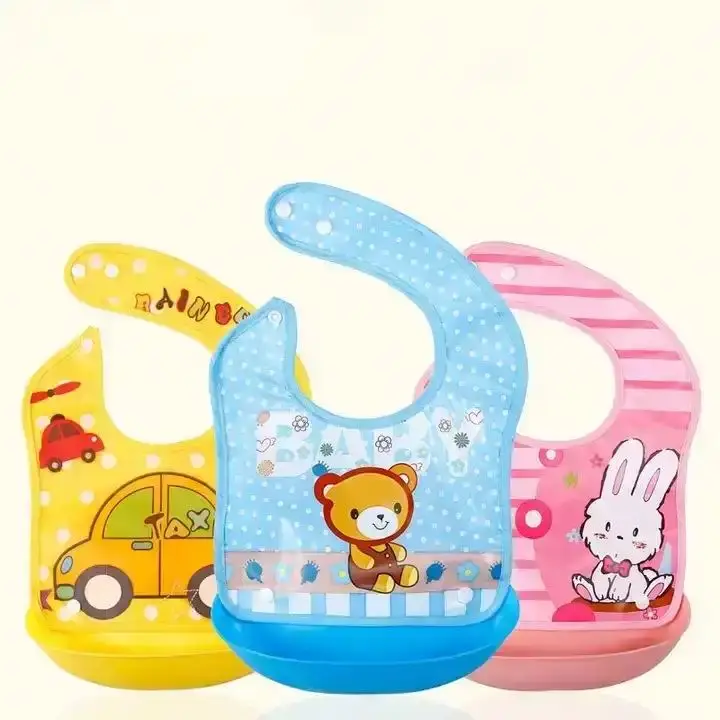 I-0029 Newborn Baby EVA Feeding Bibs Waterproof Baby Aprons Bib Infant Saliva Towels Cute Baby Cartoon Bibs