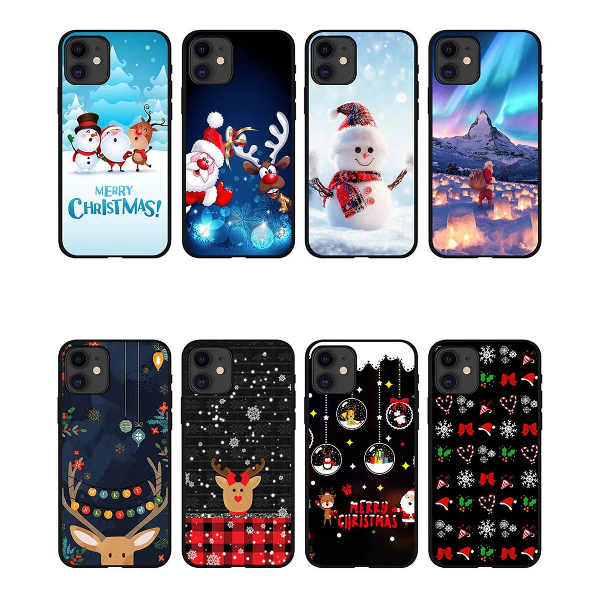 Christmas Phone Case Santa Claus Tree Wreath Socks Pine Cones Gift Box Elk Snowman For Iphone 15 15plus 15pro 15promax Pro Max