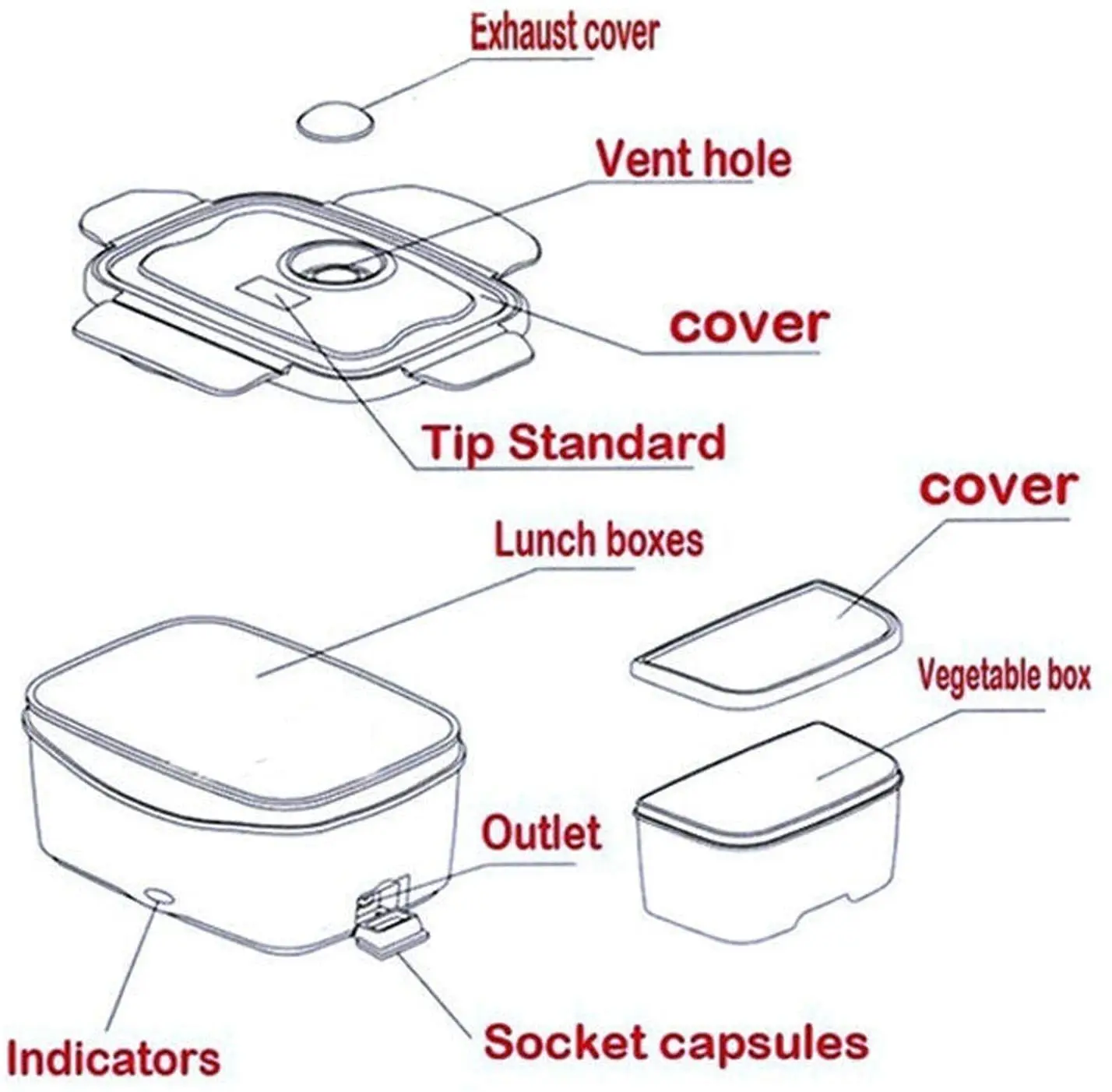 Portable Electric Heating Lunch Box Electric Self Heating Leakproof Bento Food Warmer Container