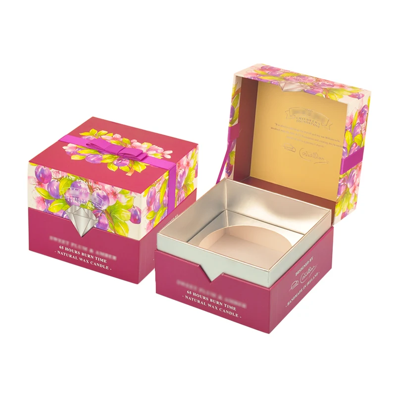 Customized Design Luxury Cardboard Gift Packaging Candle Jars And Boxes Printed Custom Candle Box With Lid