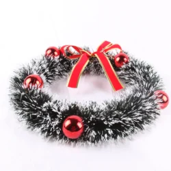 Artificial Retro bowknot red ribbon and red bell christmas wreath decorative