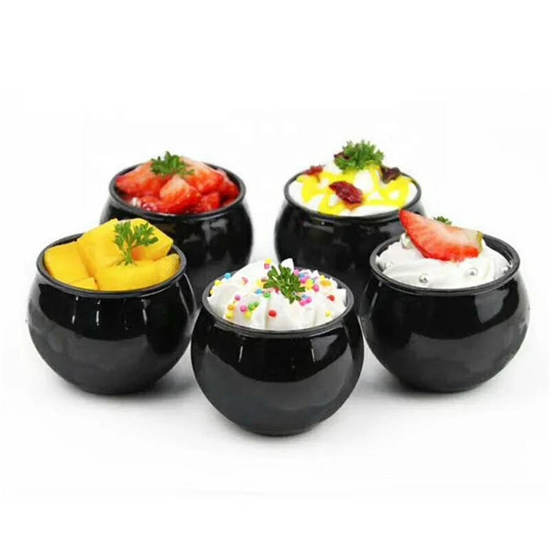 Round ball PET Dessert cups Transparent Disposable cups Custom design plastic pudding cup