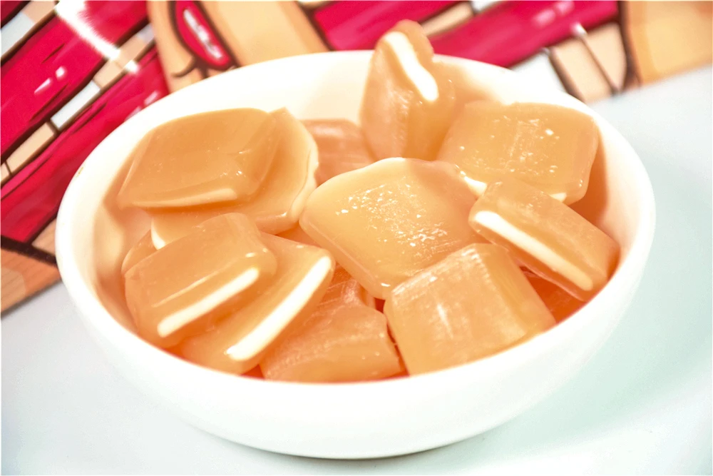 Chinese Traditional Snacks Fun Sorghum Malt Soft Candy Individually Wrapped Drawing Fruit Flavour Yoghurt Filled Gummy Candy