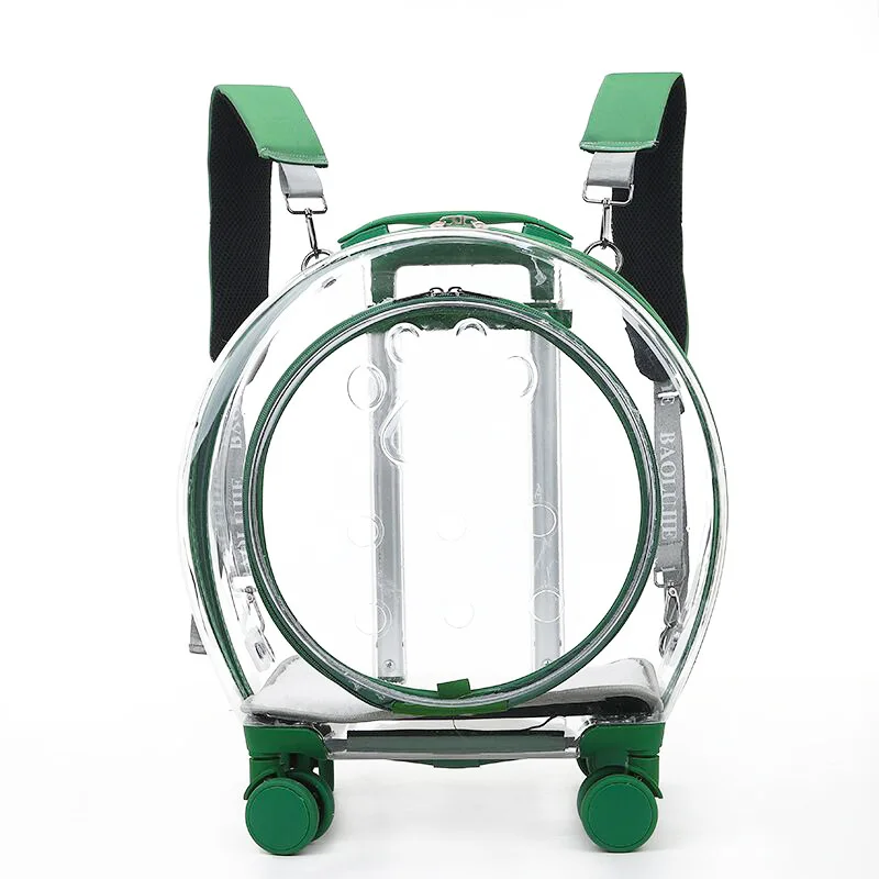 New Upgrade Transparent Pet Trolley Case Dual Use Airline Approved Pet Dog Travel Carrier On Wheels Dog Travel Backpack
