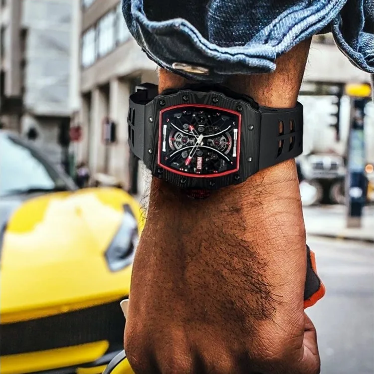 Mechanical watch manufacturer Custom stainless steel skeleton mens luxury tourbillon waterproof mans automatic watch