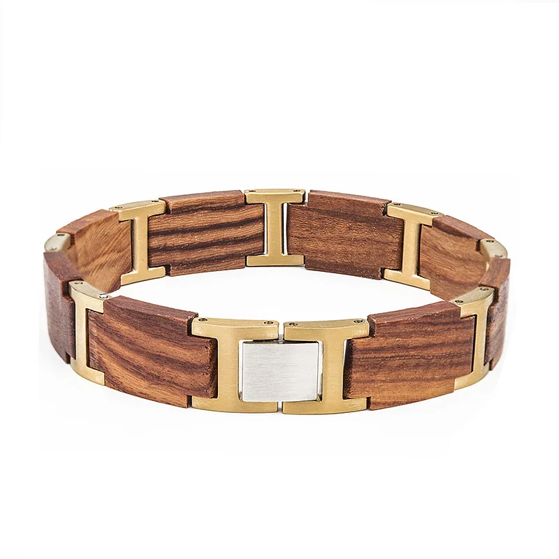 Factory wholesale new fashion watchband stainless steel sandalwood bracelet.