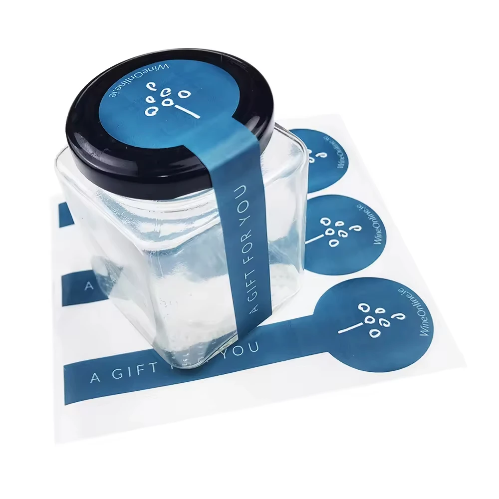 Custom Self Adhesive Waterproof Glossy Storage Food Bottle Packaging Seal Kraft Paper Adhesive Sticker Labels