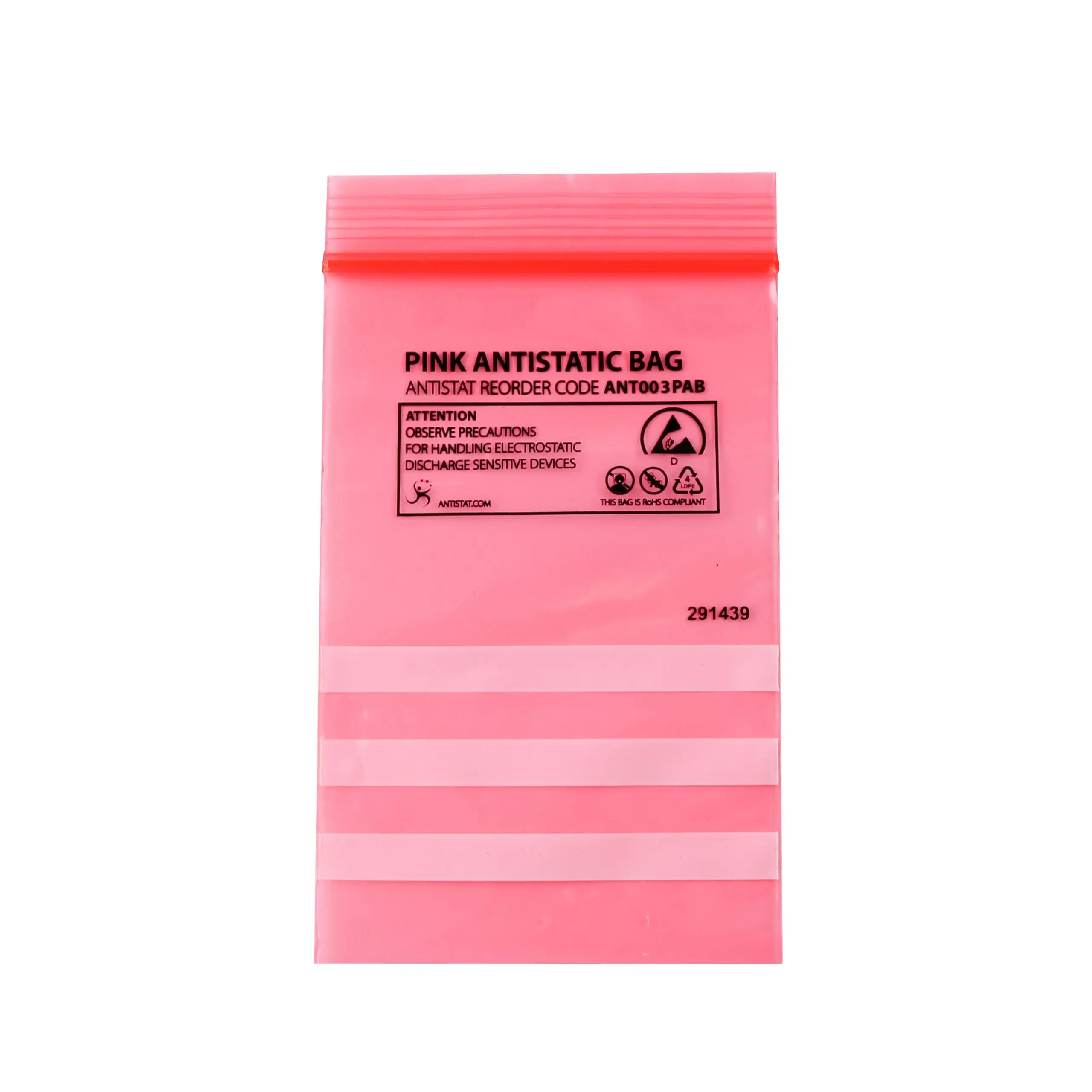 Factory Custom Pink Antistatic Grip-Seal Reclosable Bags with Gravure Printing Antistatic Grip-Lock Surface Handling