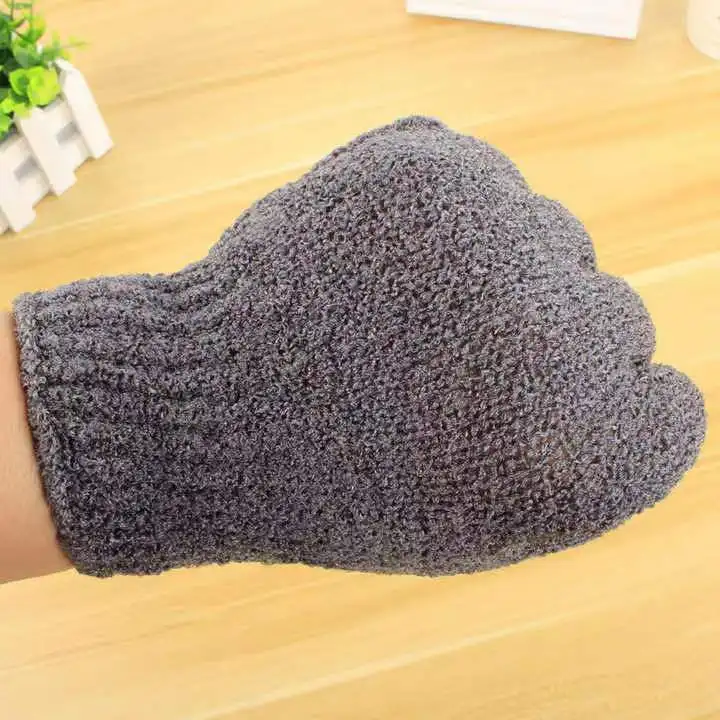 Eco Friendly Bamboo Charcoal Bath Gloves Soft Mesh Body Exfoliating Brushes Glove Mitt