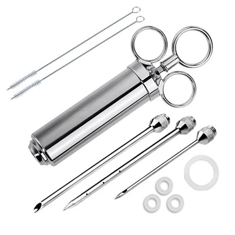 Stainless steel turkey poultry seasoning injector syringe set meat condiment syringe