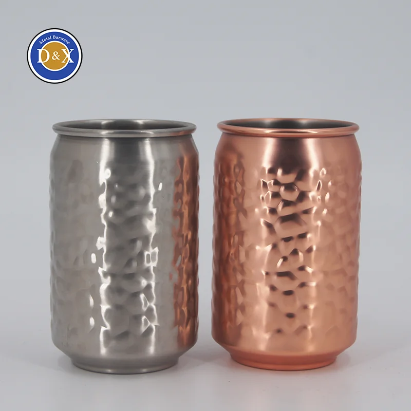 Custom Metal Drinking Cola Cup Cocktail Glass Stainless Steel Beer Can Cup Copper Hammered Mugs