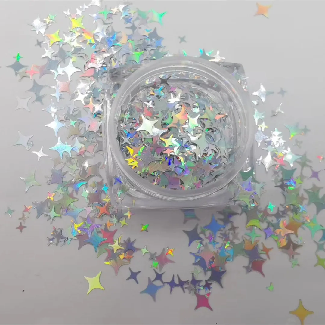
1 kg bulk glitter acrylic PET holographic shape mixed sliver glitter for eyes shadow face cosmetic grade glitter 