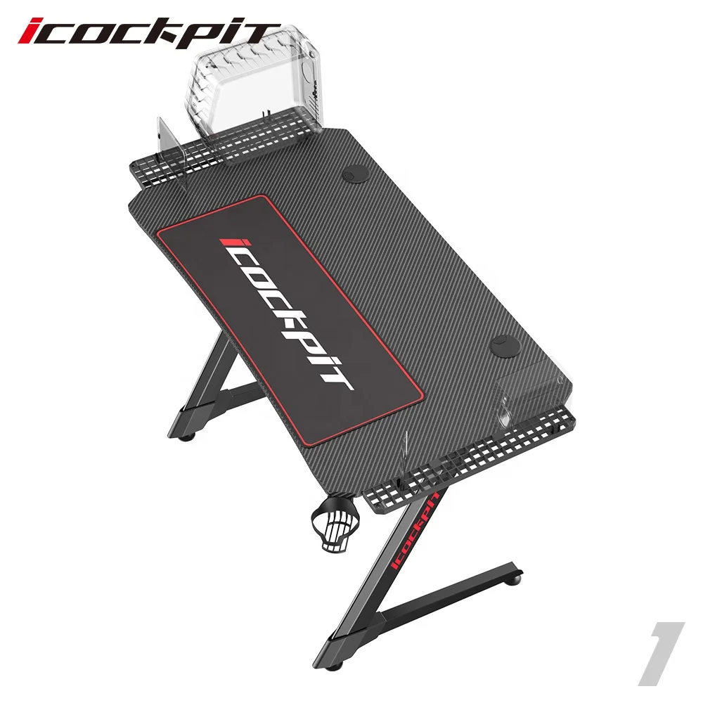 Professional Design Adjustable Computer Desk Table LED Gaming Table PC Professional Gaming Computer Desk with Extension Stand