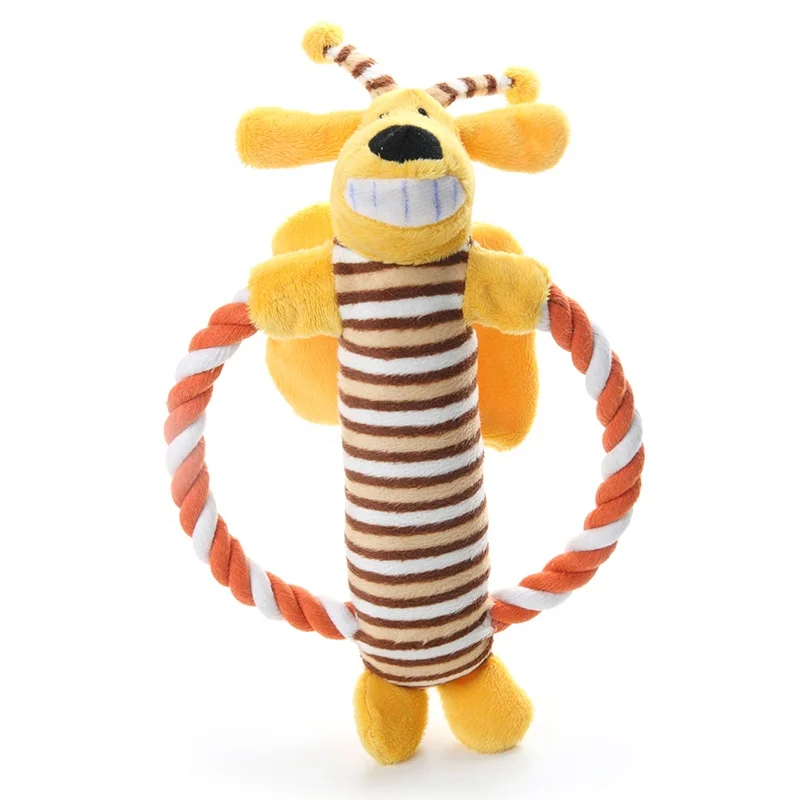 Custom Design Plush Dog Toys Durable Pet Toys with Striped Cotton Rope Sustainable Features for Big Dogs and Small Animals